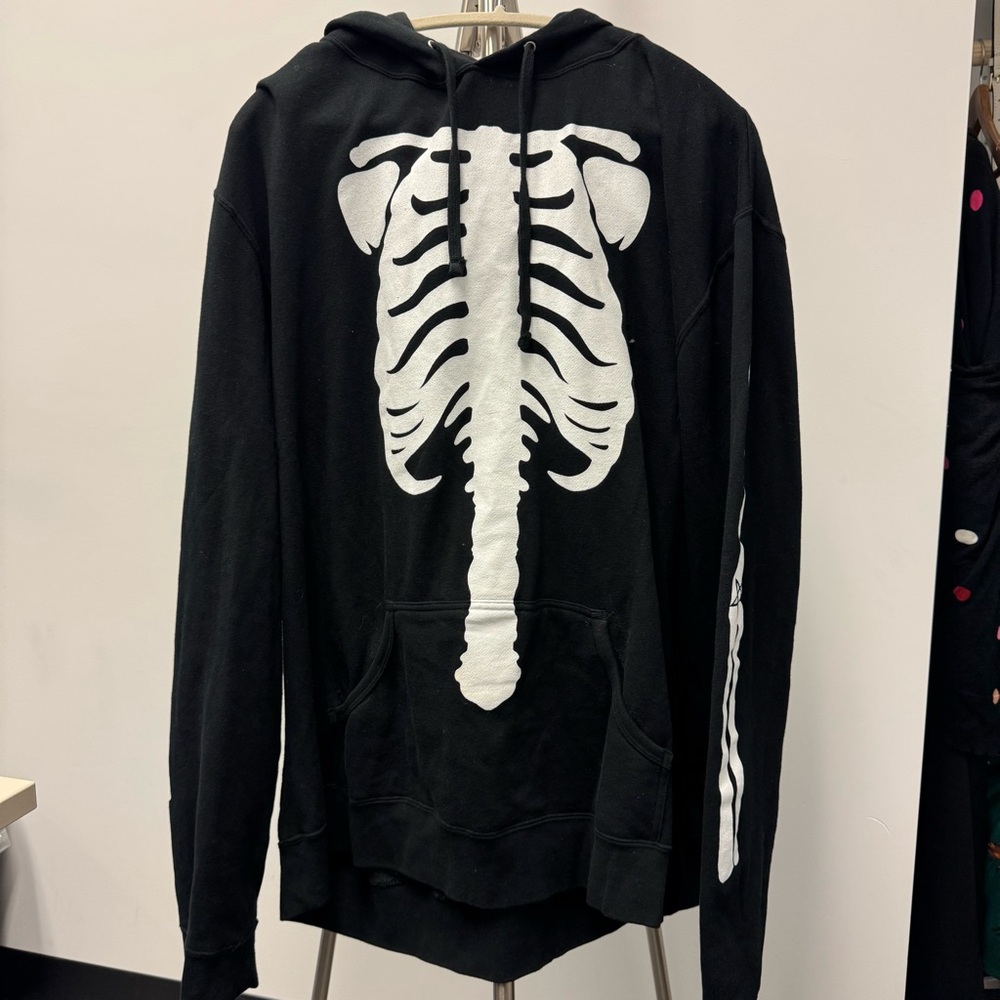 Black Hoodie with White Skeleton Design